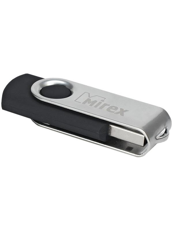 Флешка Mirex SWIVEL BLACK, 16 Гб, USB2.0, чт до 25 Мб/с, зап до 15 Мб/с, черная