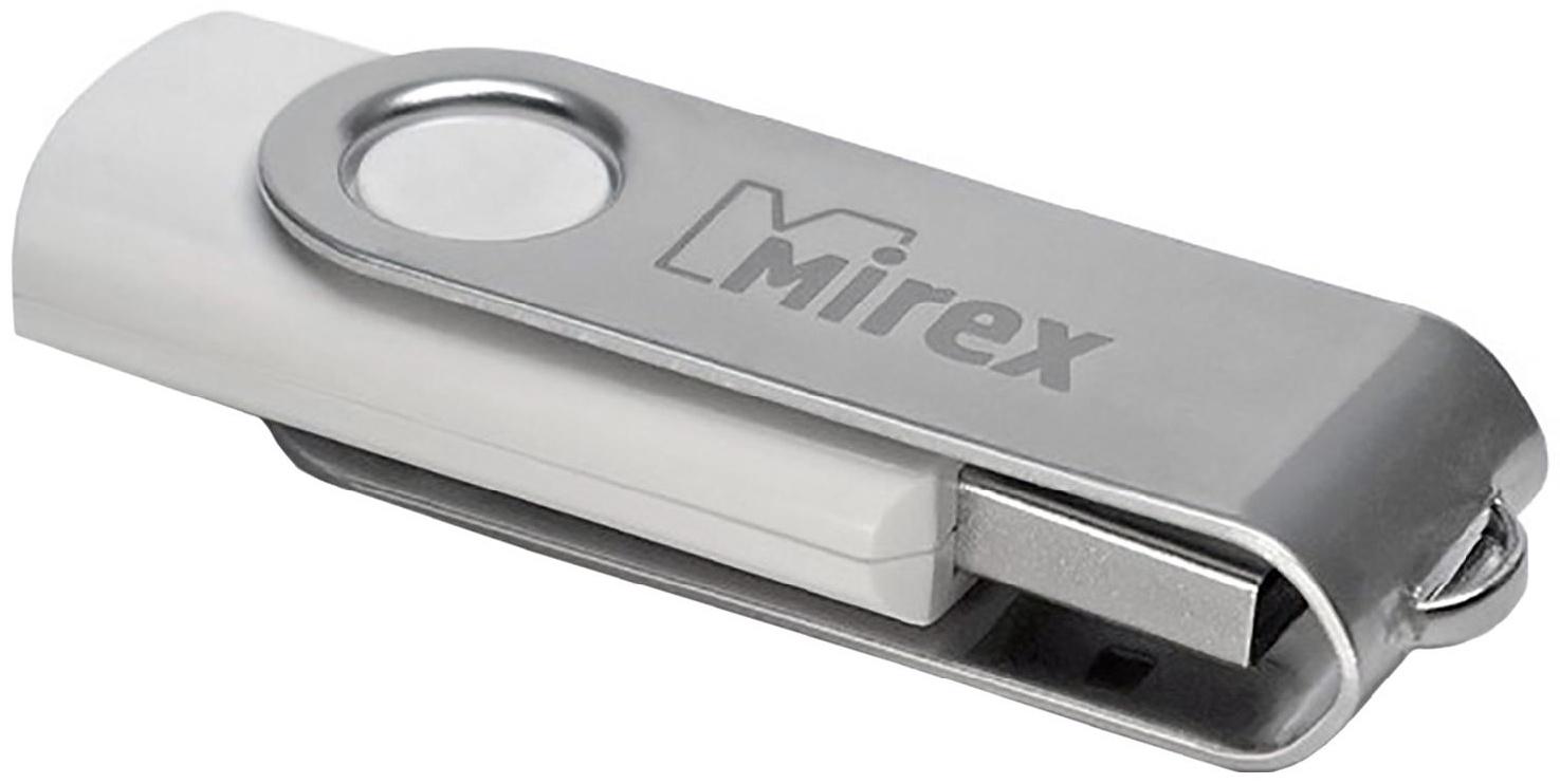 Флешка Mirex SWIVEL WHITE, 32 Гб, USB2.0, чт до 25 Мб/с, зап до 15 Мб/с, белая