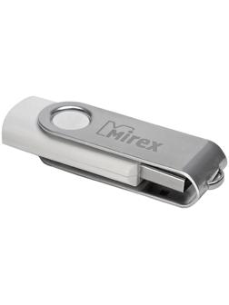 Флешка Mirex SWIVEL WHITE, 32 Гб, USB2.0, чт до 25 Мб/с, зап до 15 Мб/с, белая