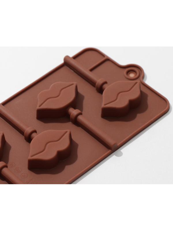 Форма для леденцов Доляна «Поцелуй», 24×9,4×1,5 см, 6 ячеек, с палочками