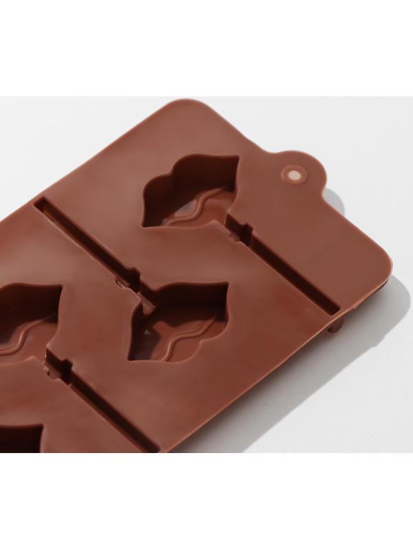 Форма для леденцов Доляна «Поцелуй», 24×9,4×1,5 см, 6 ячеек, с палочками