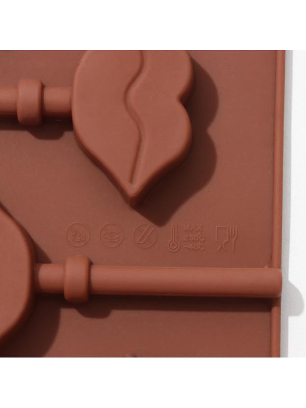 Форма для леденцов Доляна «Поцелуй», 24×9,4×1,5 см, 6 ячеек, с палочками