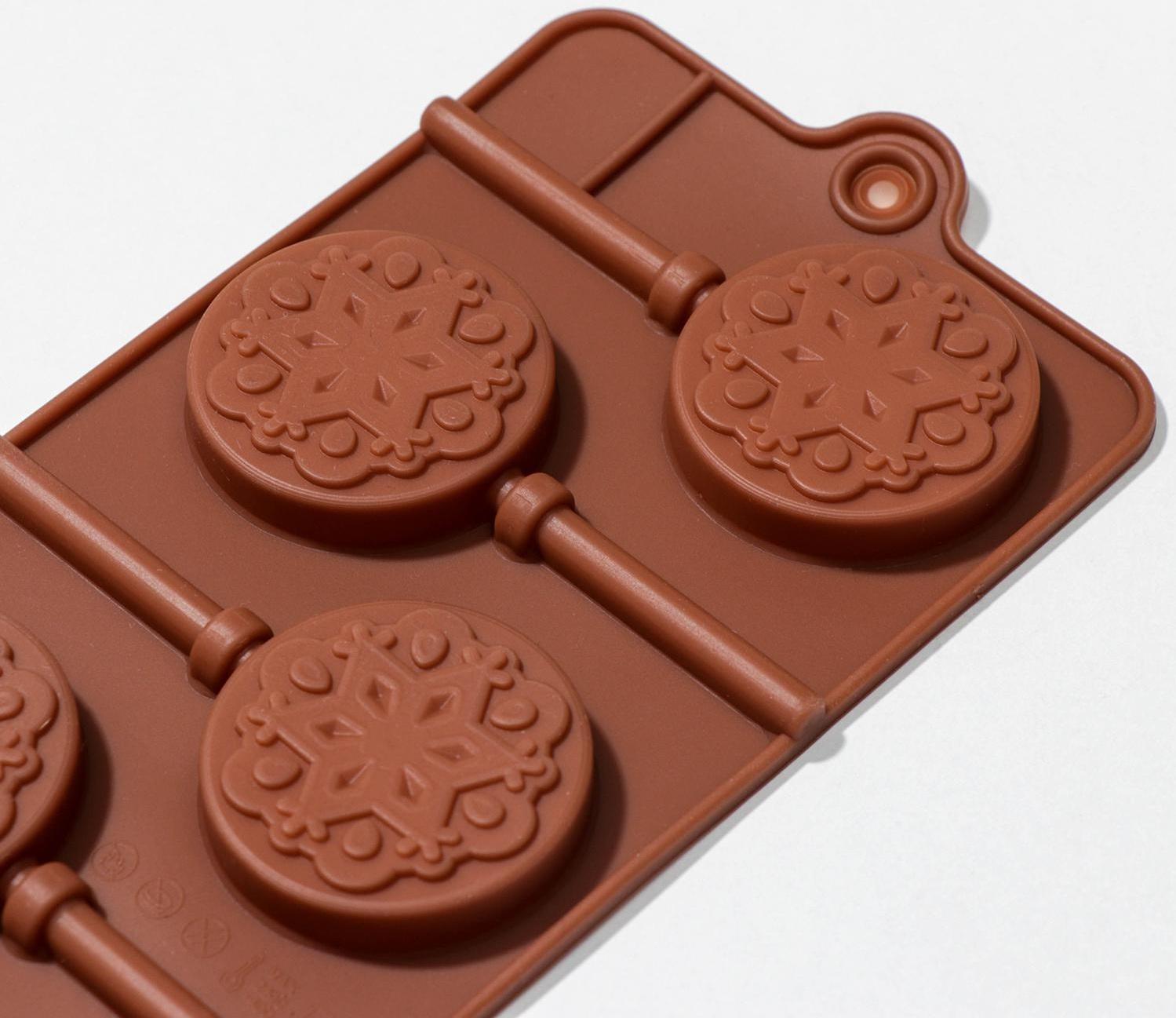 Форма для леденцов Доляна «Узор», 24×9,4×1,5 см, 6 ячеек (4×4 см), с палочками, цвет МИКС