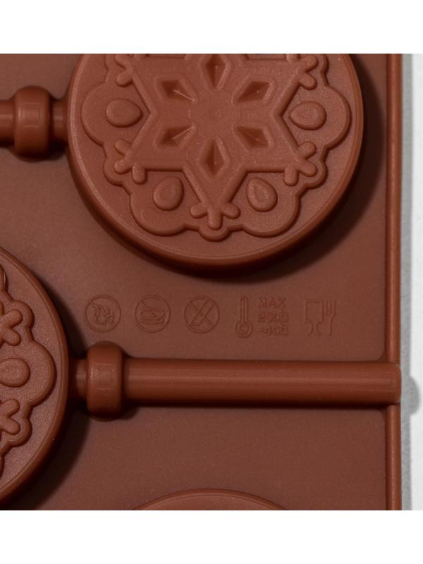 Форма для леденцов Доляна «Узор», 24×9,4×1,5 см, 6 ячеек (4×4 см), с палочками, цвет МИКС