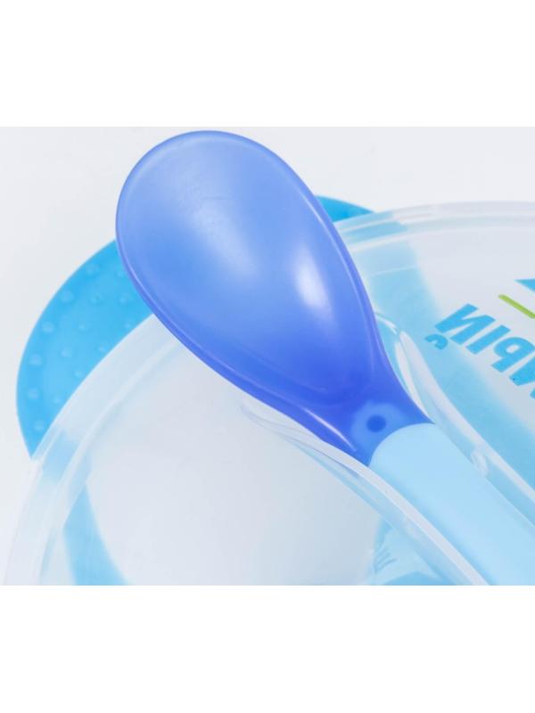 Набор для кормления «Наш любимый сыночек», 3 предмета: миска 350 мл на присоске, крышка, ложка, цвет голубой