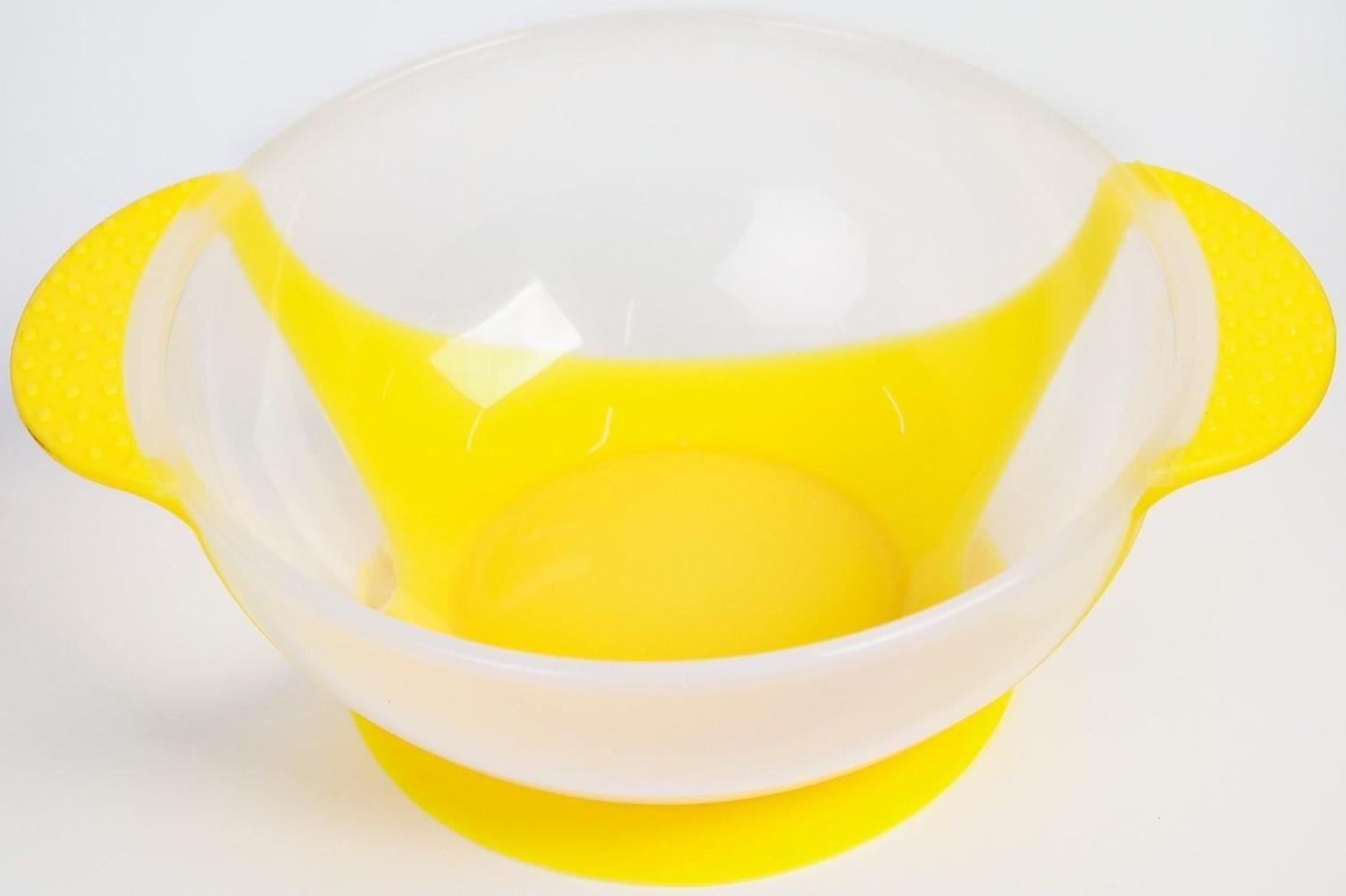 Набор для кормления «За маму и папу», 3 предмета: миска 350 мл на присоске, крышка, ложка, цвет МИКС