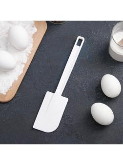 Лопатка силиконовая, 25×5,5×1,5 см, ручка белая