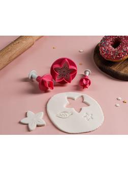 Набор плунжеров кондитерских Доляна «Цветок. Листок. Звёздочка», 3 шт