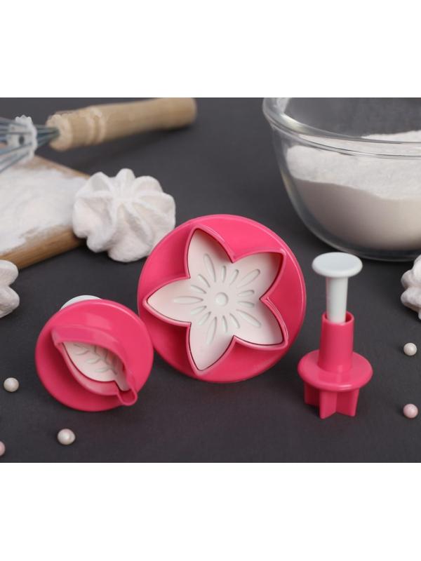 Набор плунжеров кондитерских Доляна «Цветок. Листок. Звёздочка», 3 шт