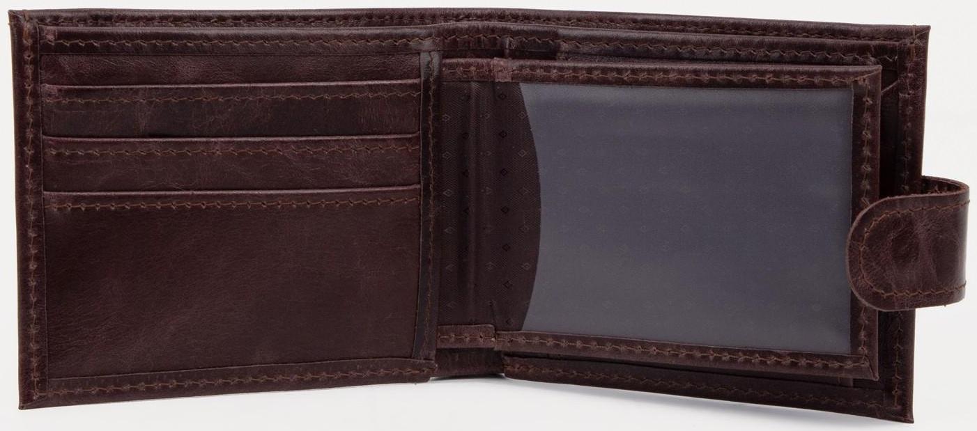 Портмоне на кнопке, для купюр, для карт, для монет, цвет коричневый