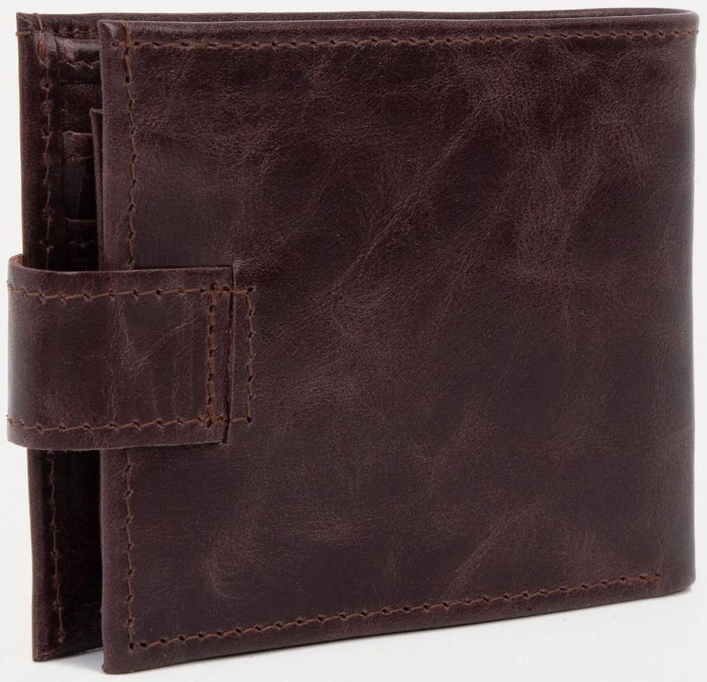 Портмоне на кнопке, для купюр, для карт, для монет, цвет коричневый