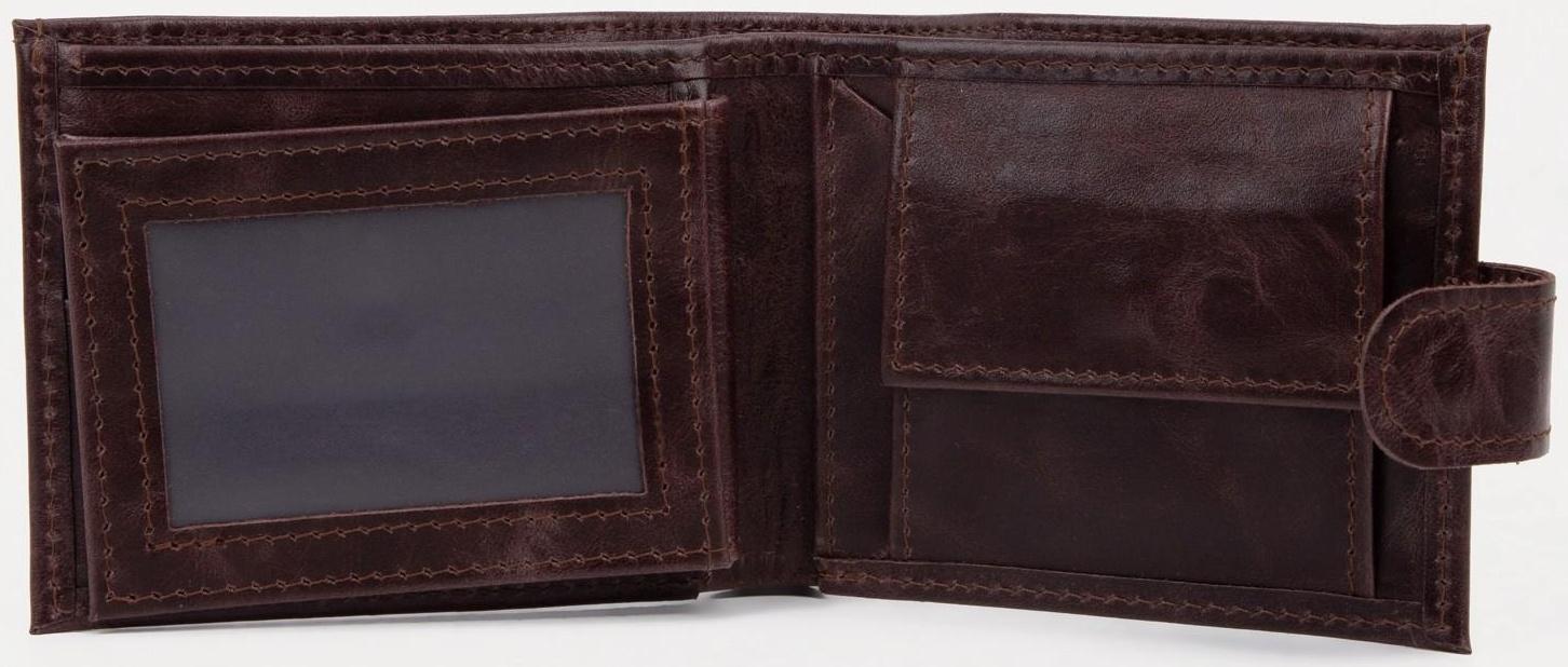 Портмоне на кнопке, для купюр, для карт, для монет, цвет коричневый