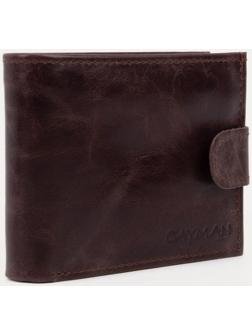 Портмоне на кнопке, для купюр, для карт, для монет, цвет коричневый