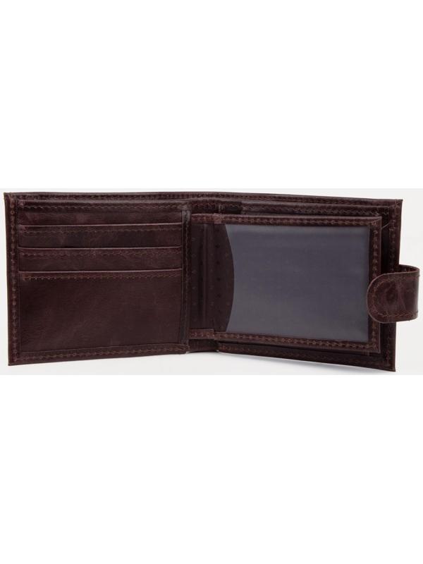 Портмоне на кнопке, для купюр, для карт, для монет, цвет коричневый