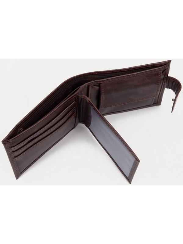 Портмоне на кнопке, для купюр, для карт, для монет, цвет коричневый
