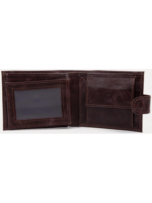Портмоне на кнопке, для купюр, для карт, для монет, цвет коричневый