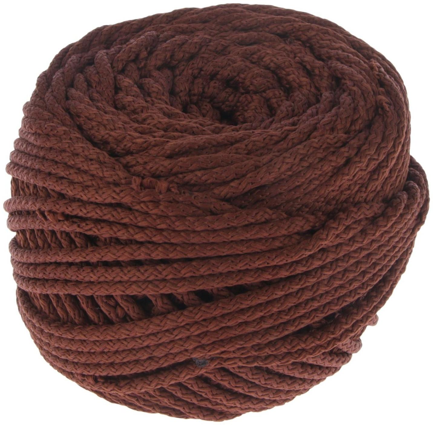 Шнур для вязания с сердечником 100% полиэфир, ширина 5 мм 100м/550гр (146 коричневый)