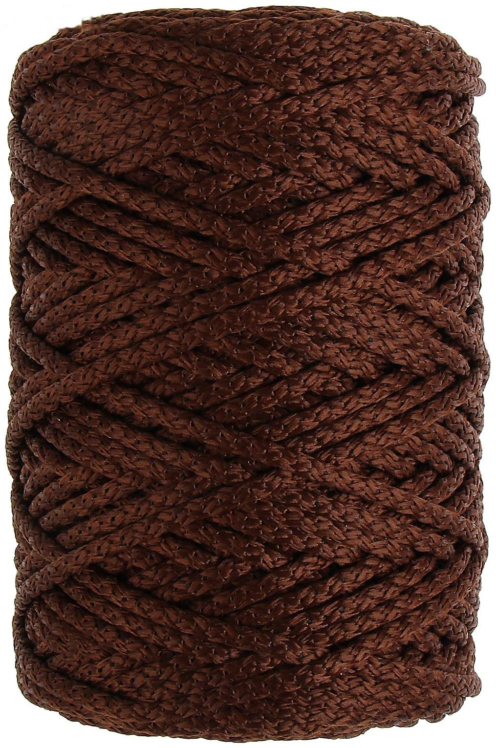 Шнур для вязания с сердечником 100% полиэфир, ширина 5 мм 100м/550гр (146 коричневый)