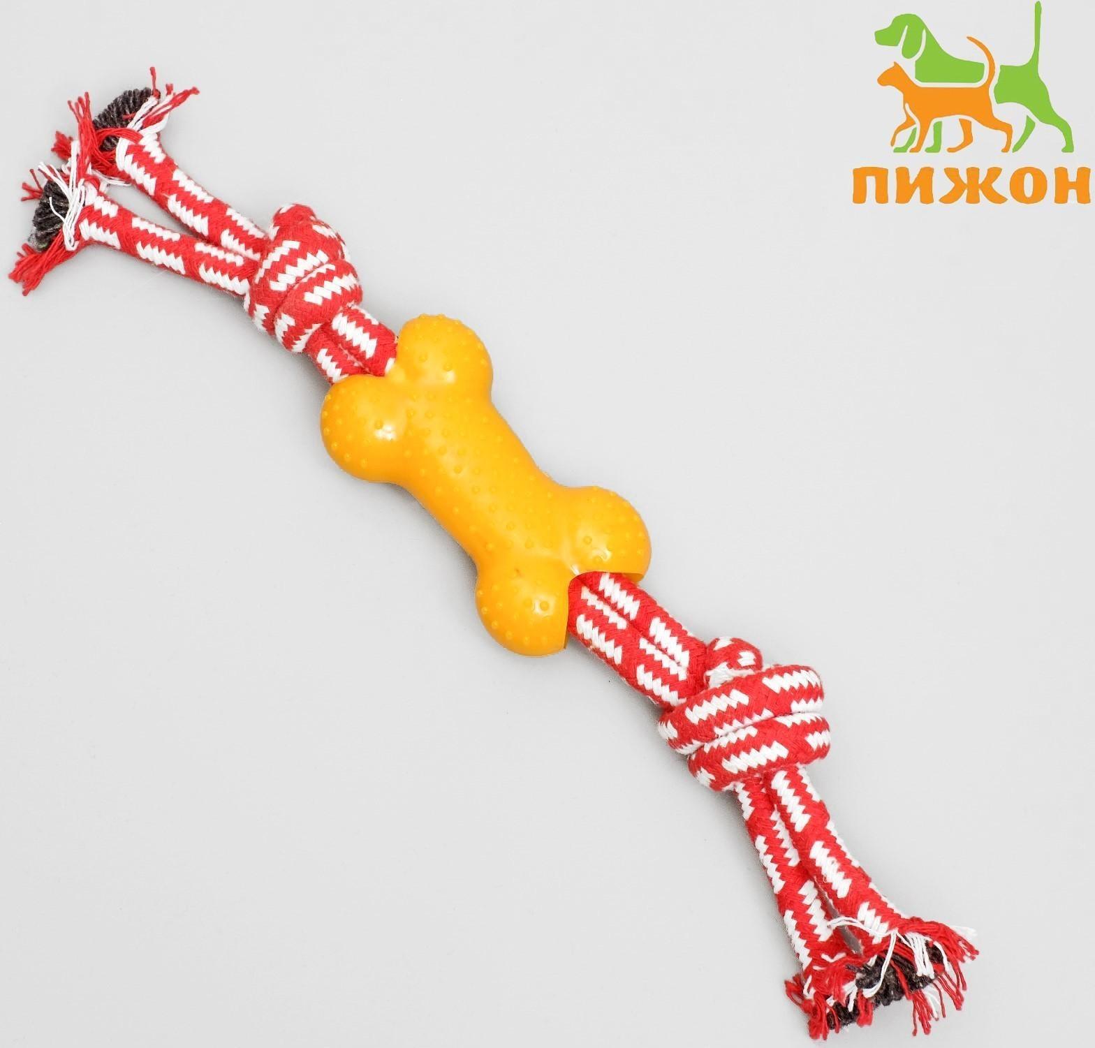 Игрушка канатная двойная с косточкой, до 30 см, до 85 г, микс цветов