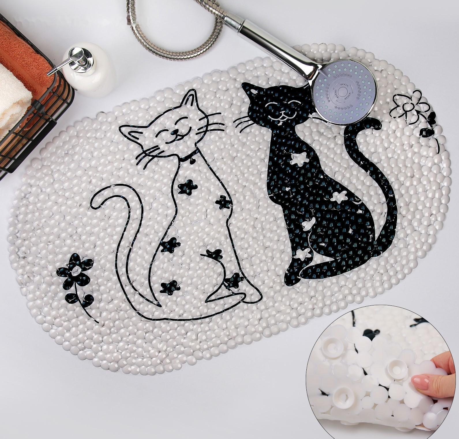 SPA-коврик для ванны на присосках Доляна «Кошечки», 39×65 см