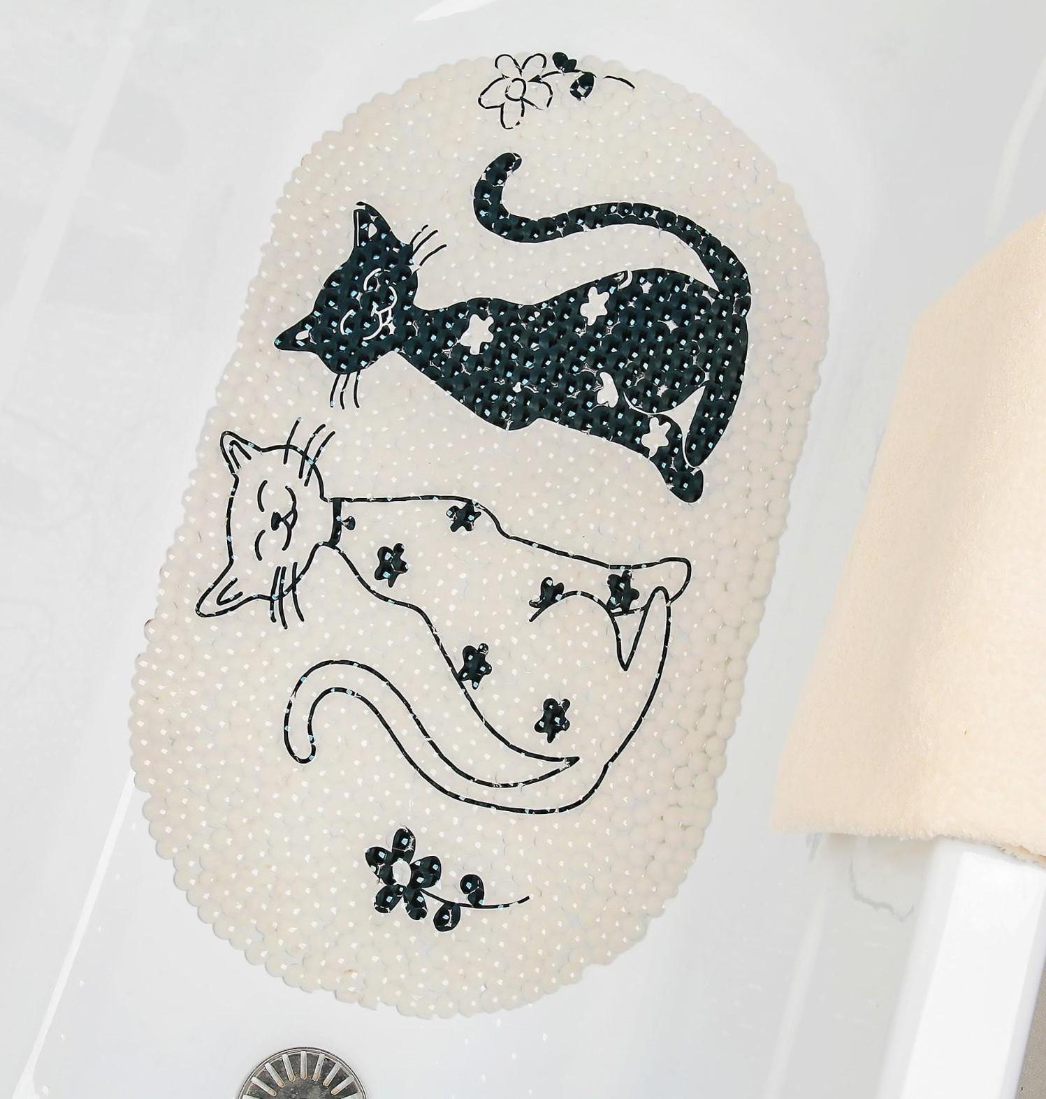 SPA-коврик для ванны на присосках Доляна «Кошечки», 39×65 см