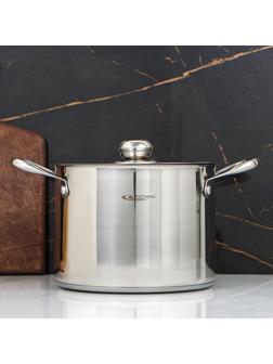 Кастрюля «Титан», 6,4 л, d=22 см, h=17 см, капсульное дно, металлическая крышка