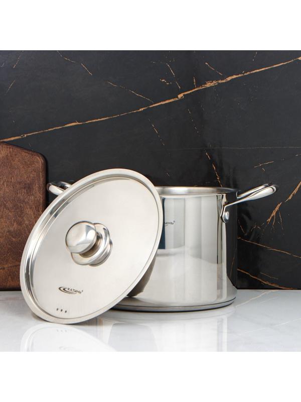 Кастрюля «Титан», 6,4 л, d=22 см, h=17 см, капсульное дно, металлическая крышка