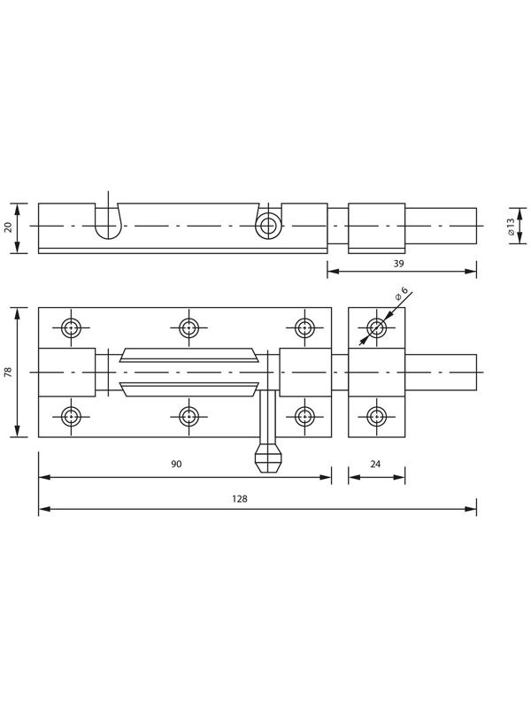 Задвижка дверная ЗД 010, 80 мм, под навесной замок, оцинкованная