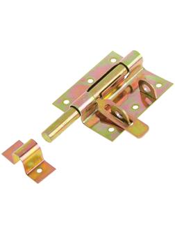 Задвижка дверная, 80 мм по основанию, под навесной замок, оцинкованная