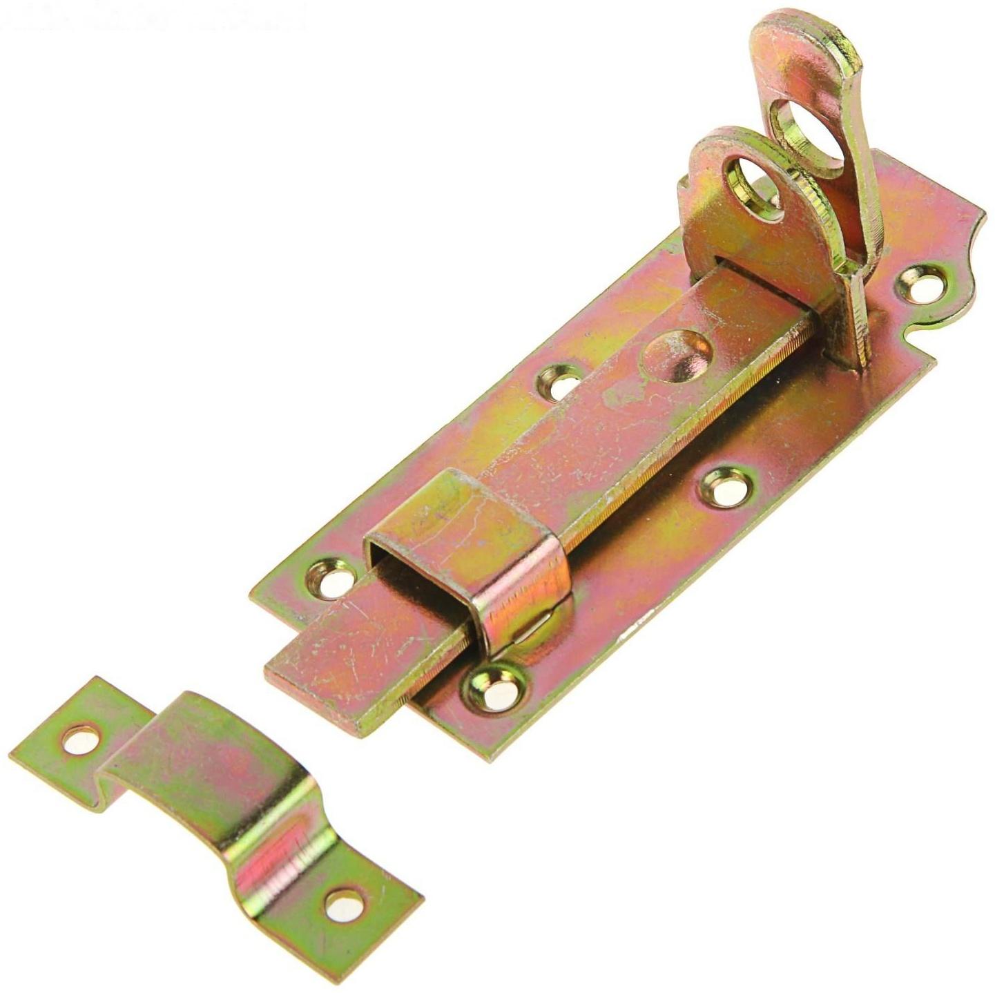 Задвижка дверная ЗД 002, 100 мм, под навесной замок, оцинкованная