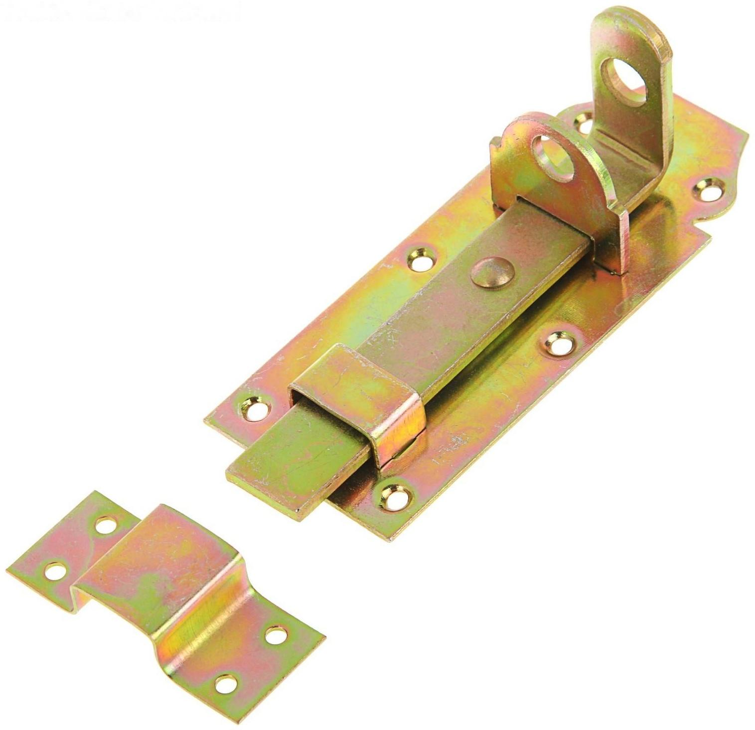 Задвижка дверная ЗД 002, 125 мм, под навесной замок, оцинкованная