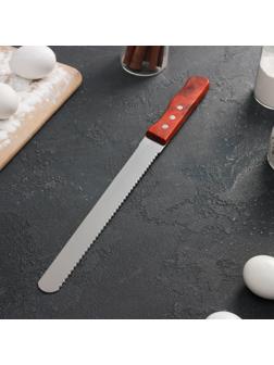 Нож для бисквита двусторонний, с крупными зубцами и ровным краем, лезвие 25 см, толщина лезвия 0,9 мм