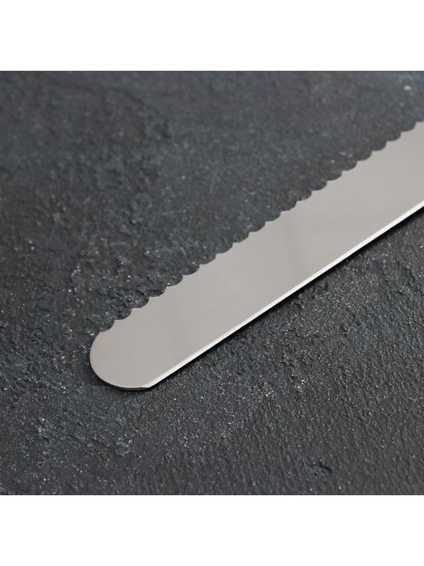 Нож для бисквита двусторонний, с крупными зубцами и ровным краем, лезвие 25 см, толщина лезвия 0,9 мм