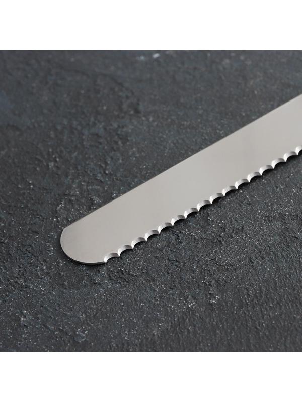 Нож для бисквита двусторонний, с крупными зубцами и ровным краем, лезвие 25 см, толщина лезвия 0,9 мм