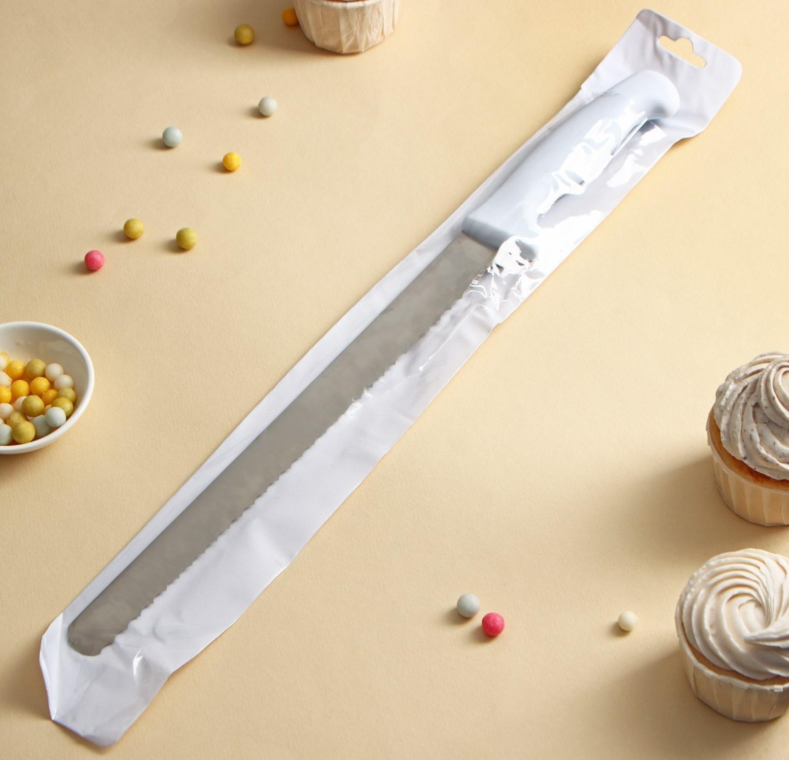 Нож для бисквита, крупные зубчики, ручка пластик, рабочая поверхность 30 см (12»), толщина лезвия 1,8 мм