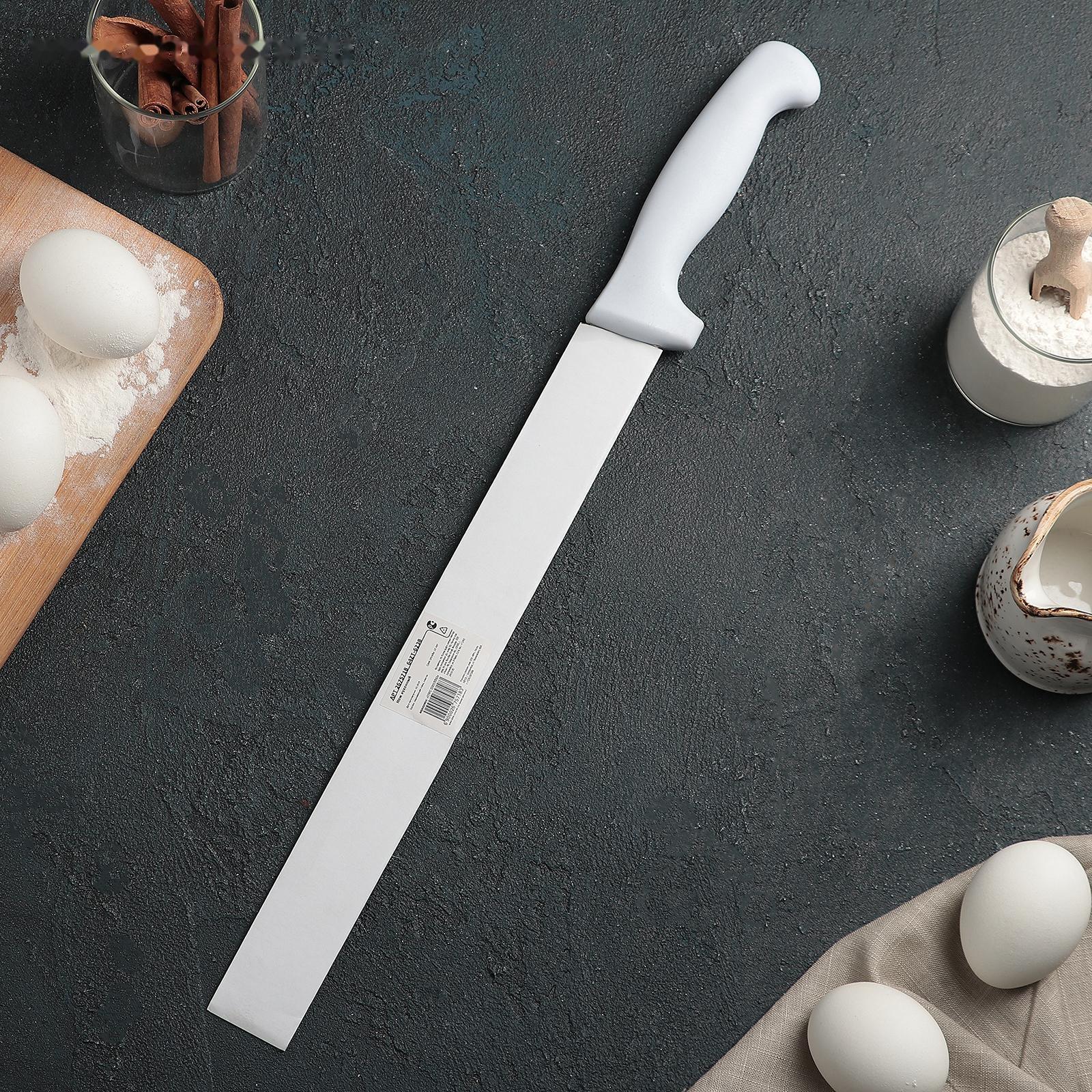 Нож для бисквита, ровный край, ручка пластик, рабочая поверхность 30 см (