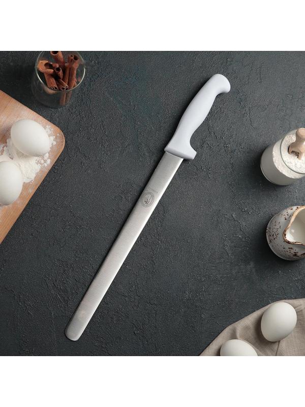 Нож для бисквита, ровный край, ручка пластик, рабочая поверхность 30 см (