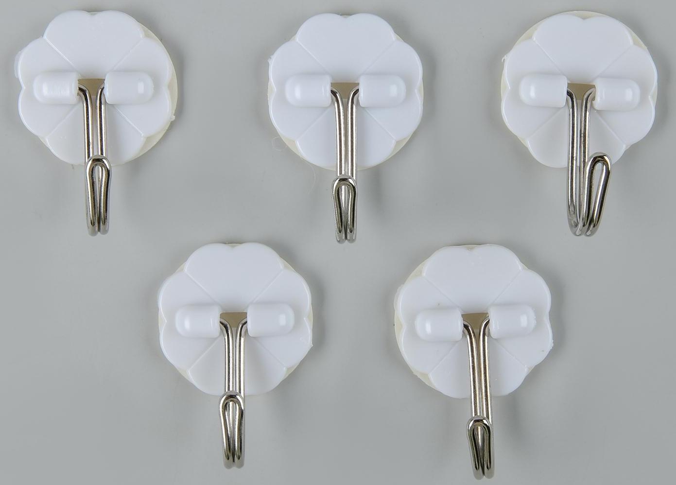 Крючок на липучке Доляна «Клевер», 5 шт, цвет белый