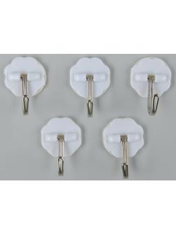 Крючок на липучке Доляна «Клевер», 5 шт, цвет белый