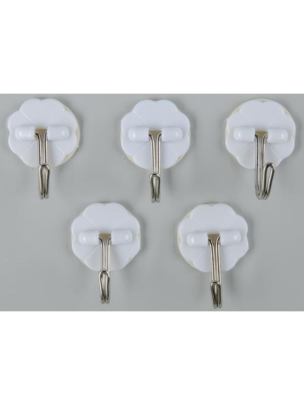Крючок на липучке Доляна «Клевер», 5 шт, цвет белый