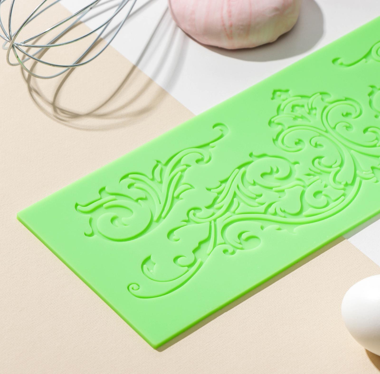 Коврик для айсинга силиконовый Доляна «Вензель», 34×11,5 см, цвет МИКС