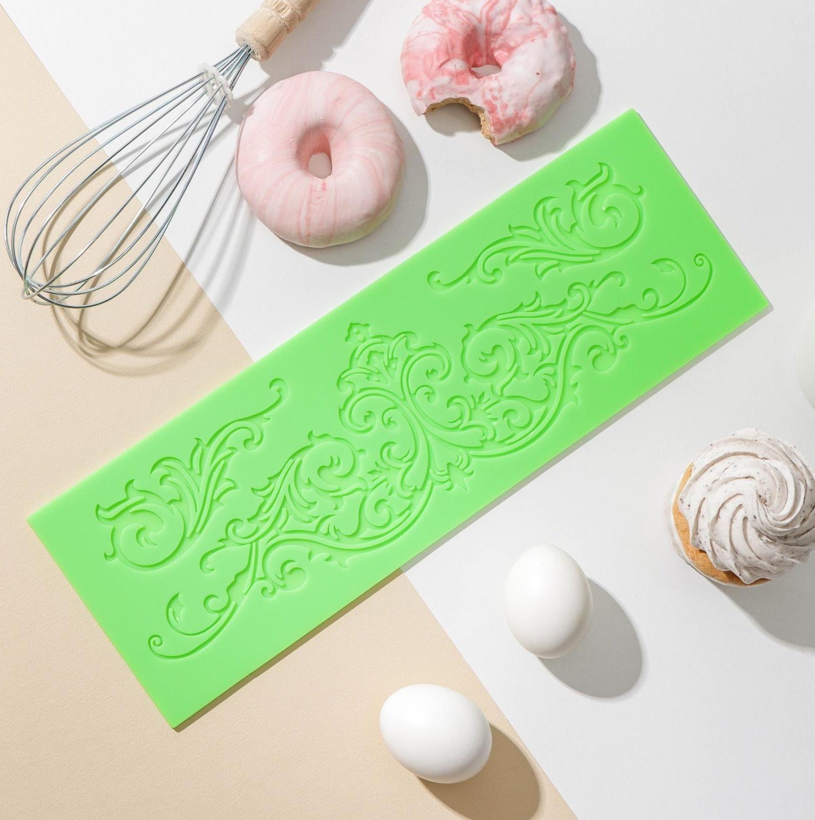 Коврик для айсинга силиконовый Доляна «Вензель», 34×11,5 см, цвет МИКС