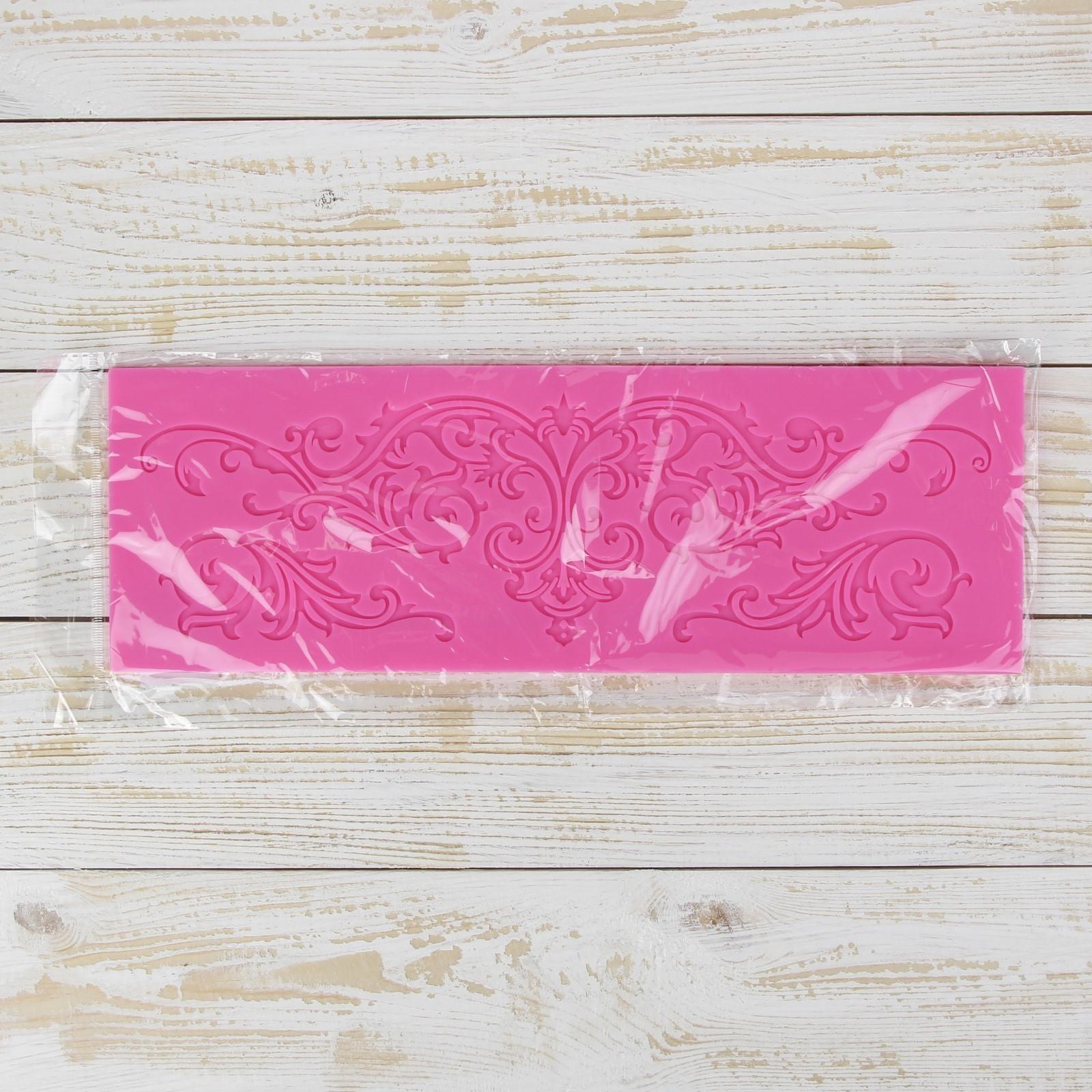 Коврик для айсинга силиконовый Доляна «Вензель», 34×11,5 см, цвет МИКС