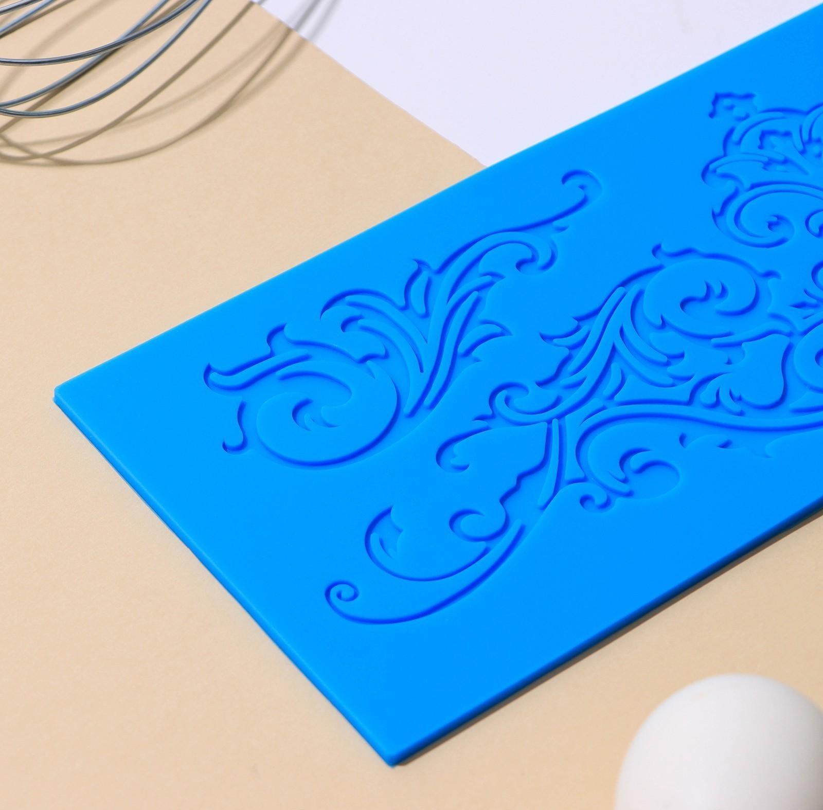 Коврик для айсинга силиконовый Доляна «Вензель», 34×11,5 см, цвет МИКС