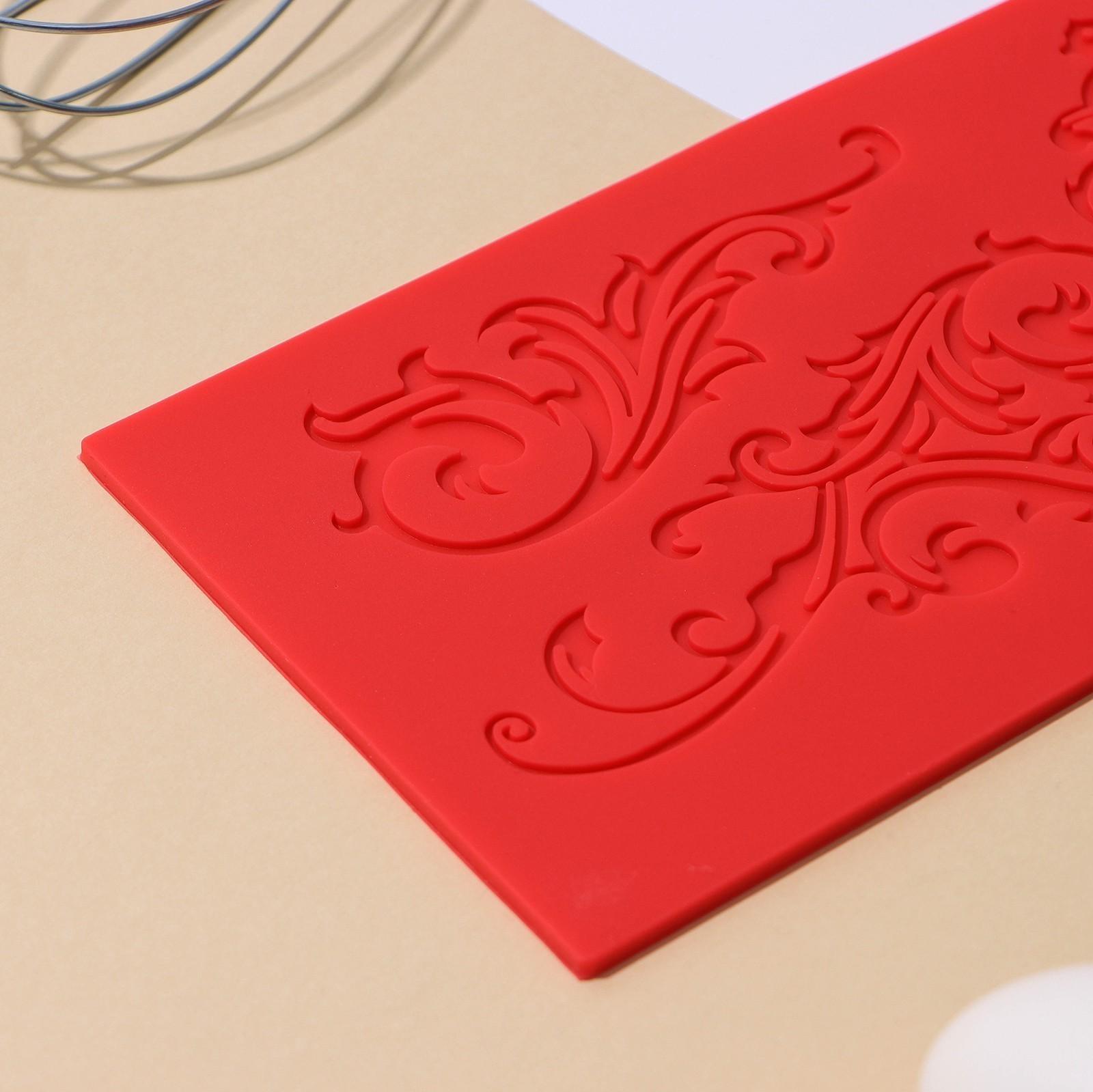 Коврик для айсинга силиконовый Доляна «Вензель», 34×11,5 см, цвет МИКС