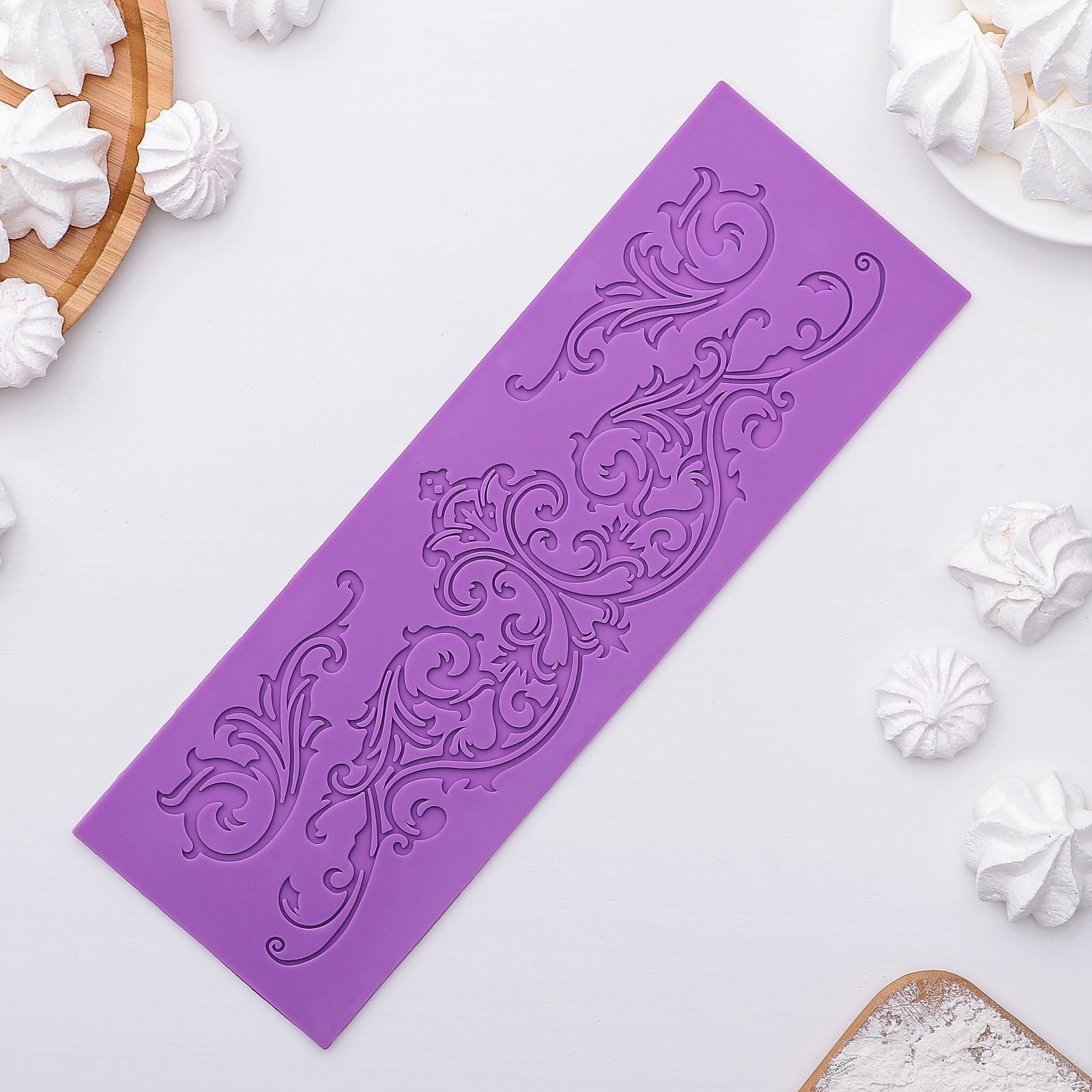 Коврик для айсинга силиконовый Доляна «Вензель», 34×11,5 см, цвет МИКС