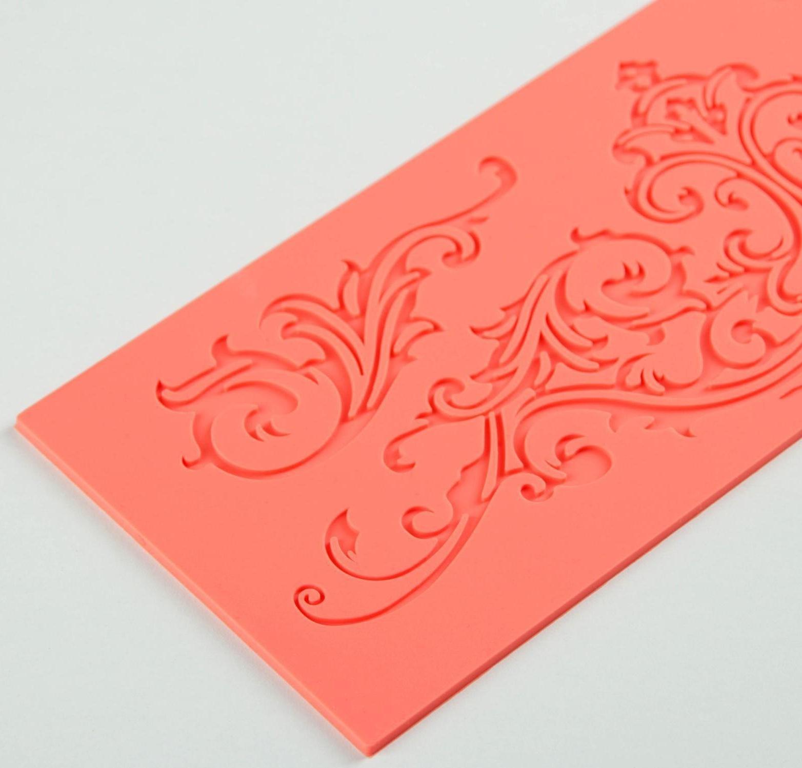 Коврик для айсинга силиконовый Доляна «Вензель», 34×11,5 см, цвет МИКС