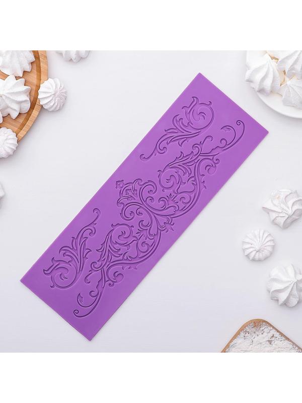 Коврик для айсинга силиконовый Доляна «Вензель», 34×11,5 см, цвет МИКС