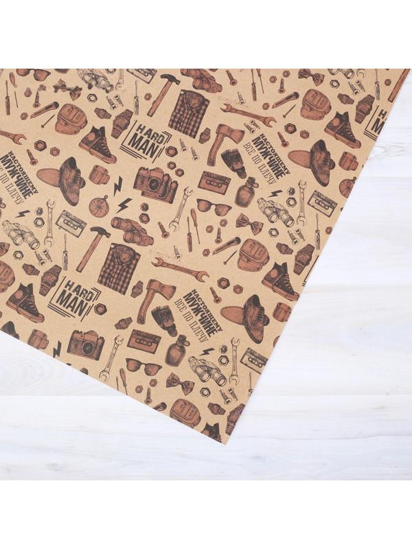 Бумага упаковочная крафтовая «Настоящему мужчине», 50 × 70 см