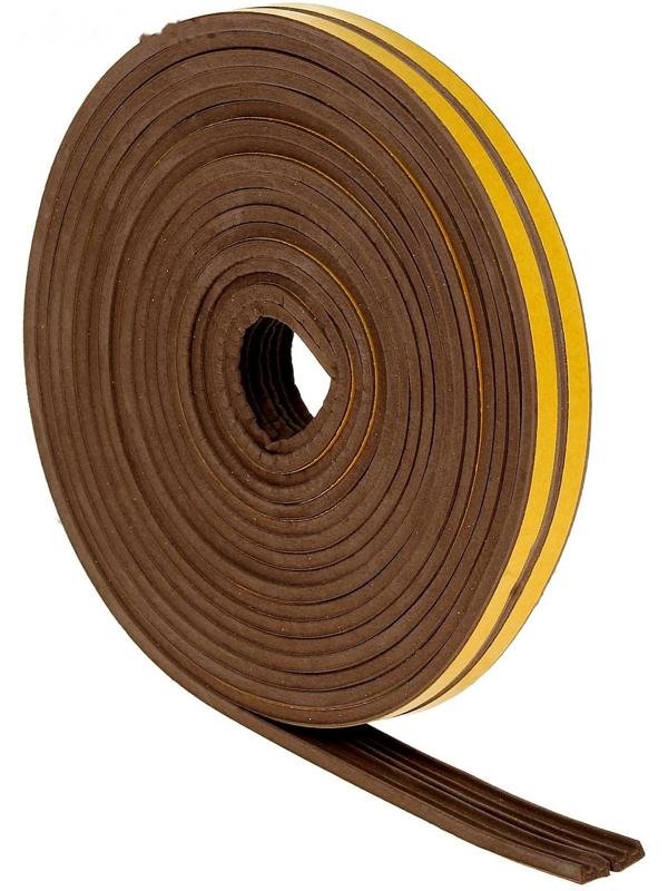 Уплотнитель для окон, профиль E, на клейкой основе, коричневый, в упаковке 10 м